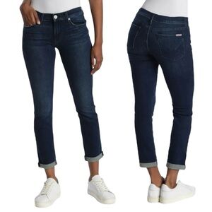 Hudson Krista Straight Crop Roll Cuff Jeans Dark Wash Low Rise size 32 NWT